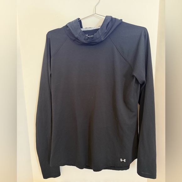 Under Armour HeatGear Black Hooded Long Sleeve Performance Top Size L - Picture 2 of 7